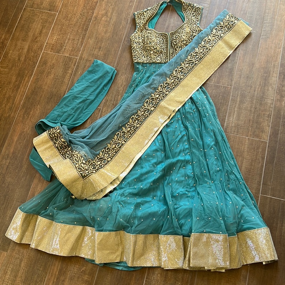 Beautiful Embroidered Teal Anarkali